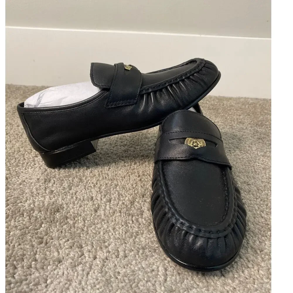 New G.H. Bass Black Leather Logo Loafers Women’s Size 5.5